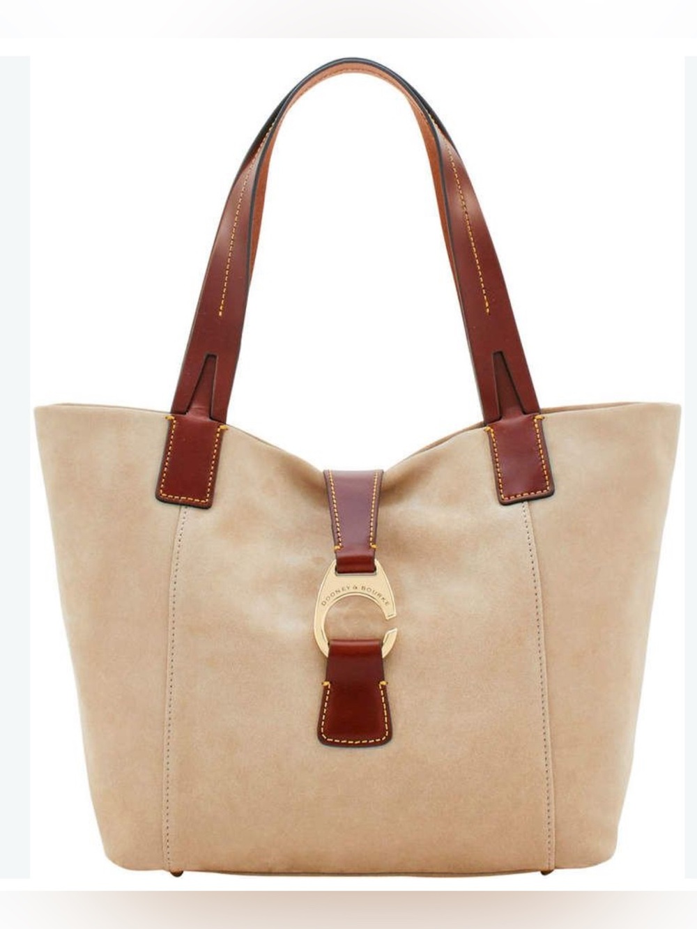 Dooney Bourke Derby Slouch bag in Taupe and Brown Pebble Leather